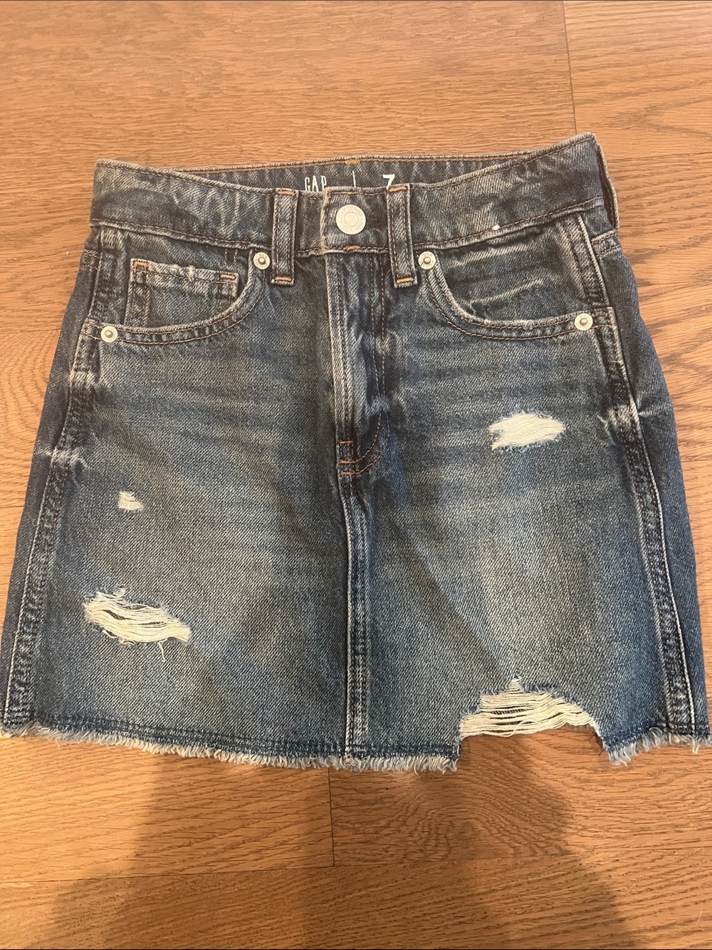 GAP Ripped Mini Denim Skirt - Blue